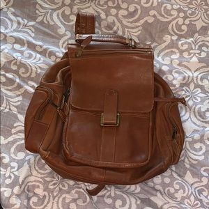 Brown leather backpack